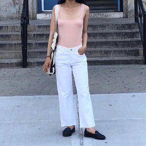 Sustainable Mango Pink Ribbed Bodysuit